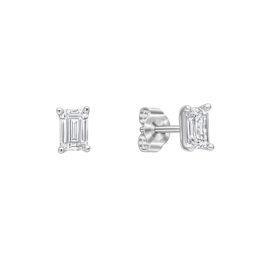 Diamonfire Emerald Cut Zirconia Stud Earrings