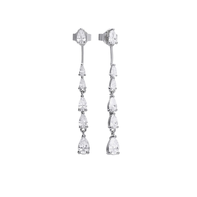 Diamonfire Teardrop Front Stud and Back Drop Earrings