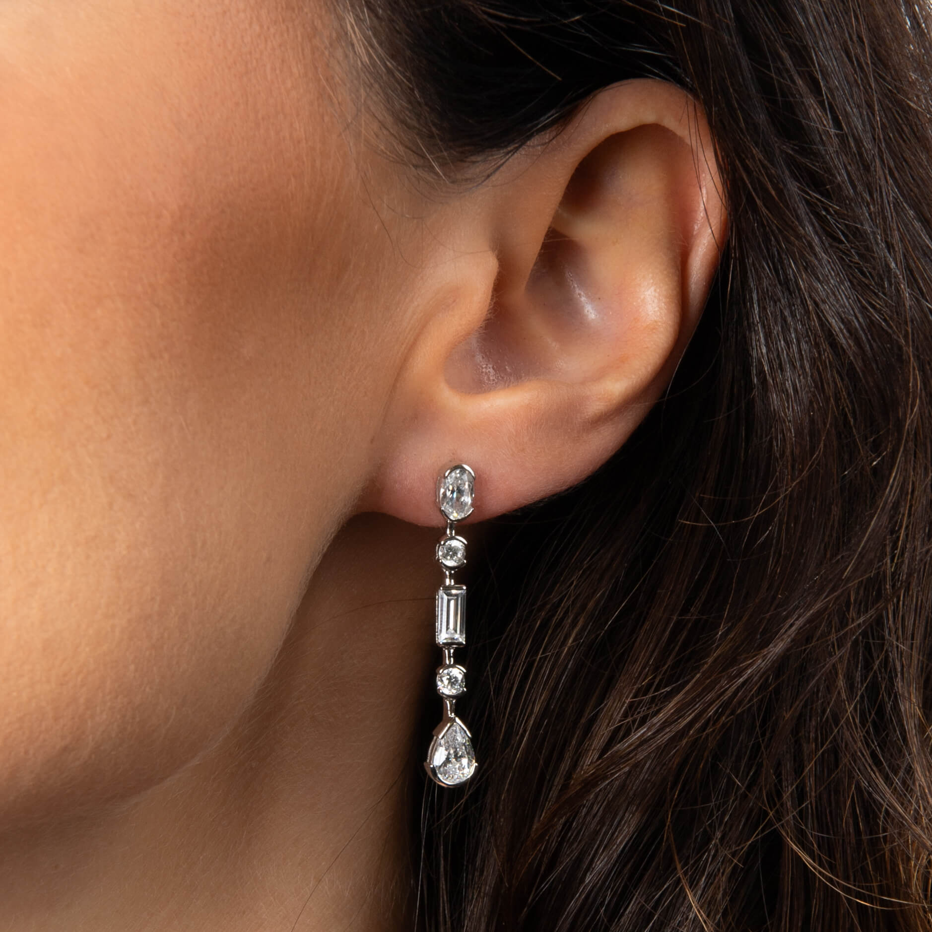 Diamonfire Elongated Half Bezel Drop Earrings
