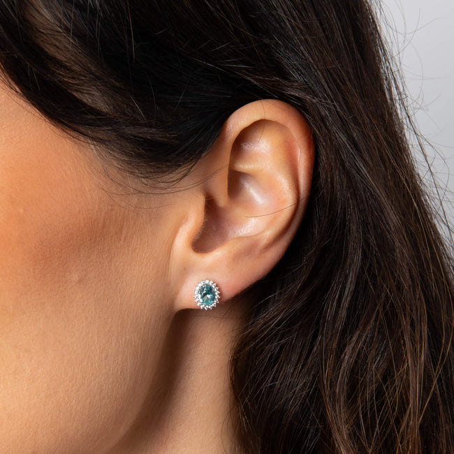 Diamonfire Oval-Zirkonia-Pave-Ohrstecker