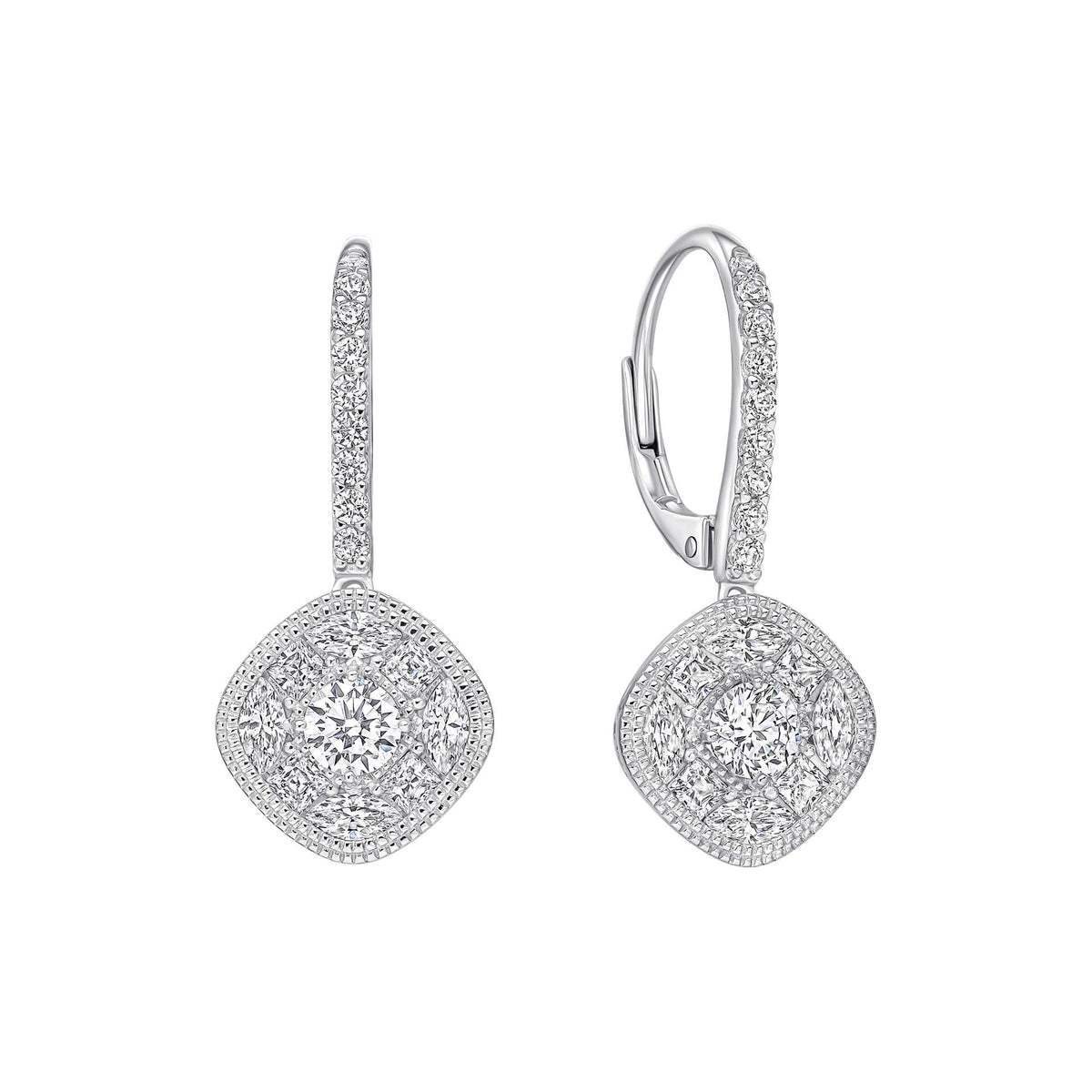 Diamonfire Pave Stippled French Hook Earrings