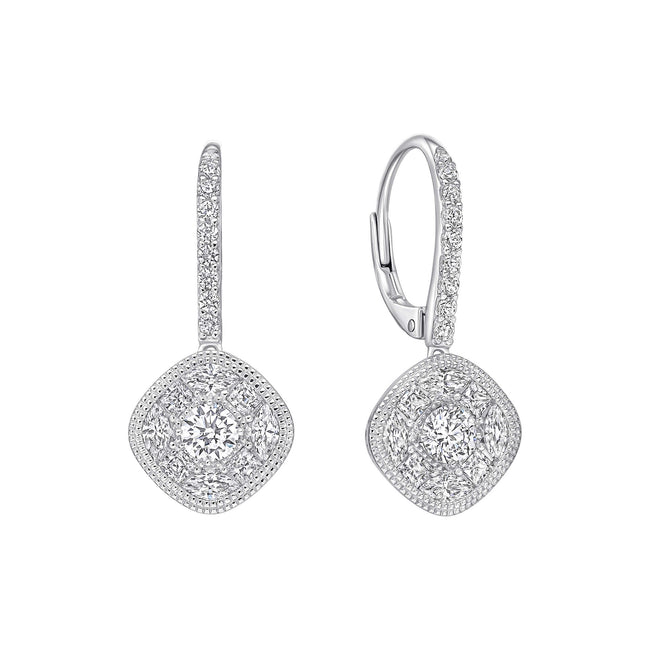 Diamonfire Pave Stippled French Hook Earrings