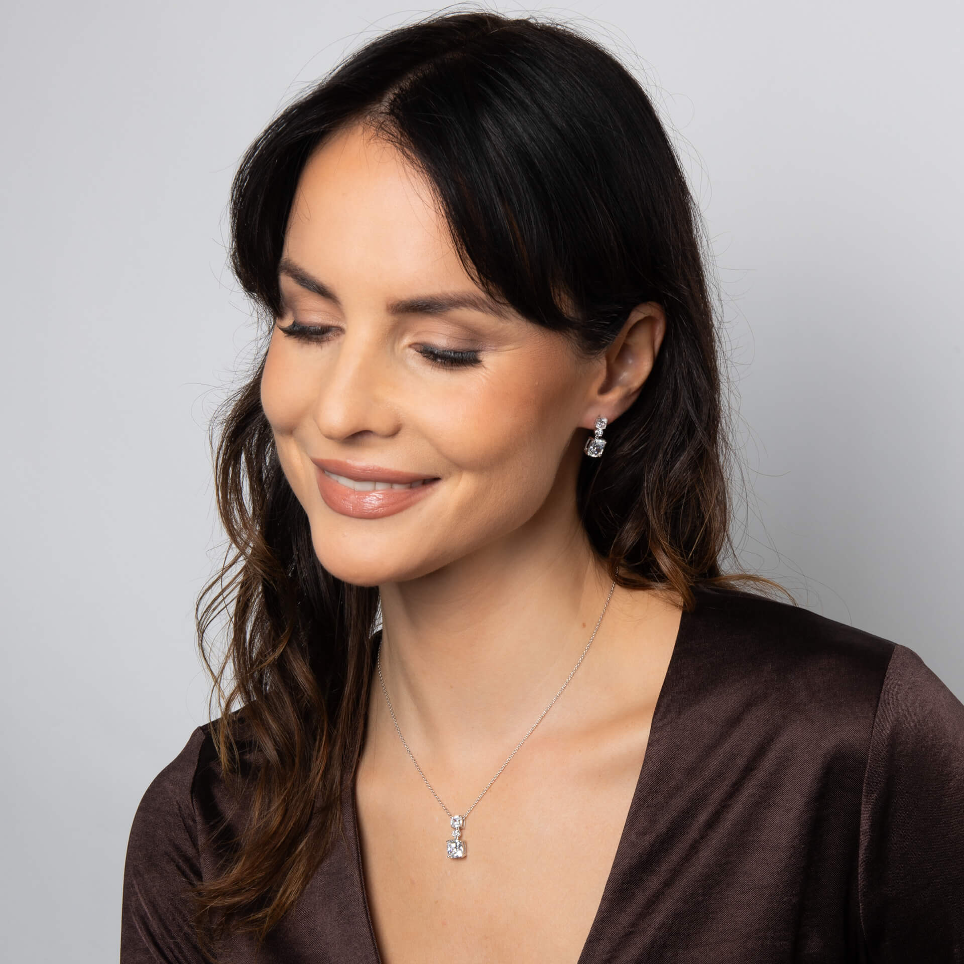 Diamonfire Radiant & Oval Cut Drop Earrings