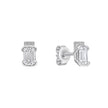 Pendientes de tuerca con bisel medio y corte esmeralda Diamonfire
