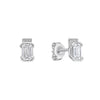 Pendientes de tuerca con bisel medio y corte esmeralda Diamonfire