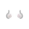Diamonfire Half Halo Pearl Stud Earrings