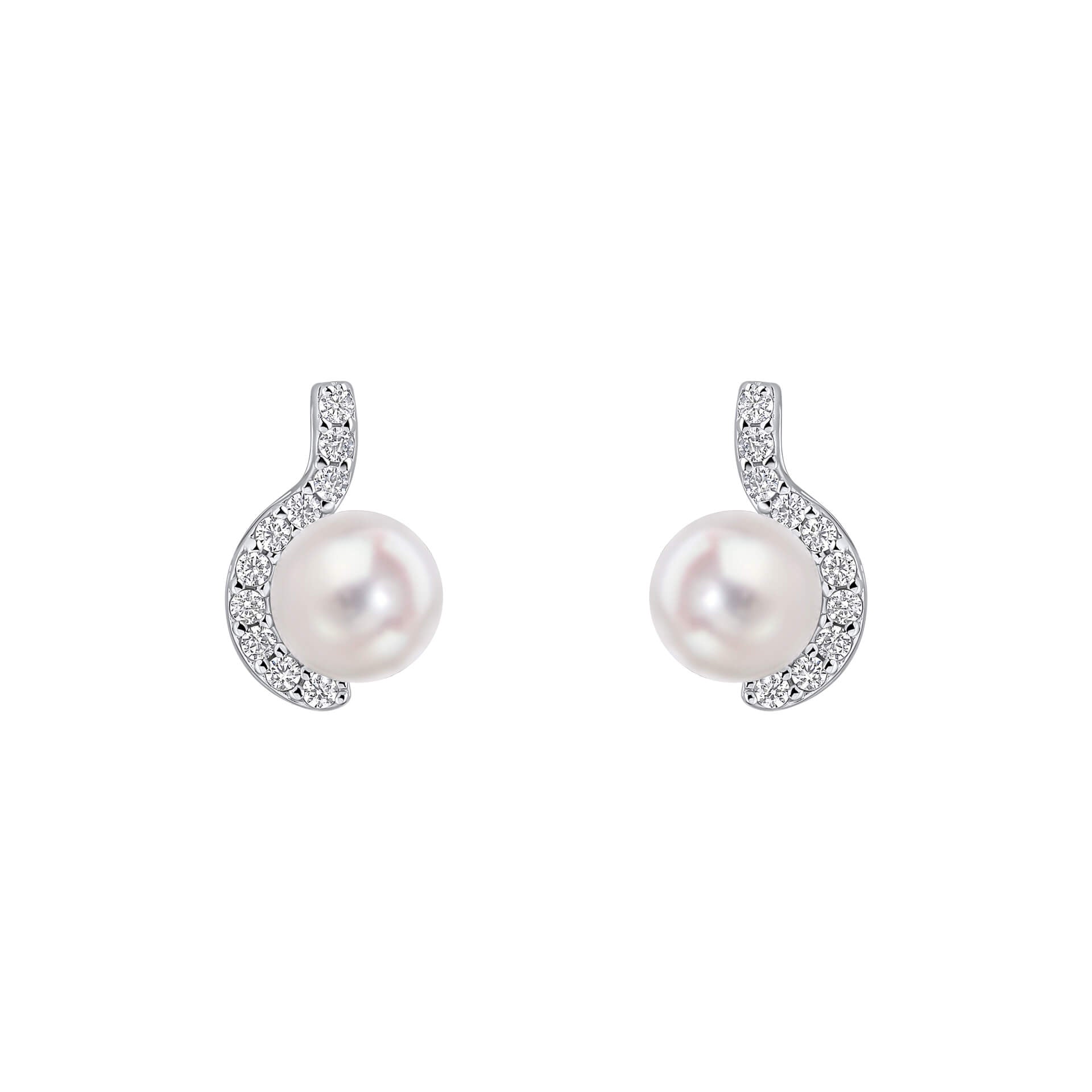Diamonfire Half Halo Pearl Stud Earrings