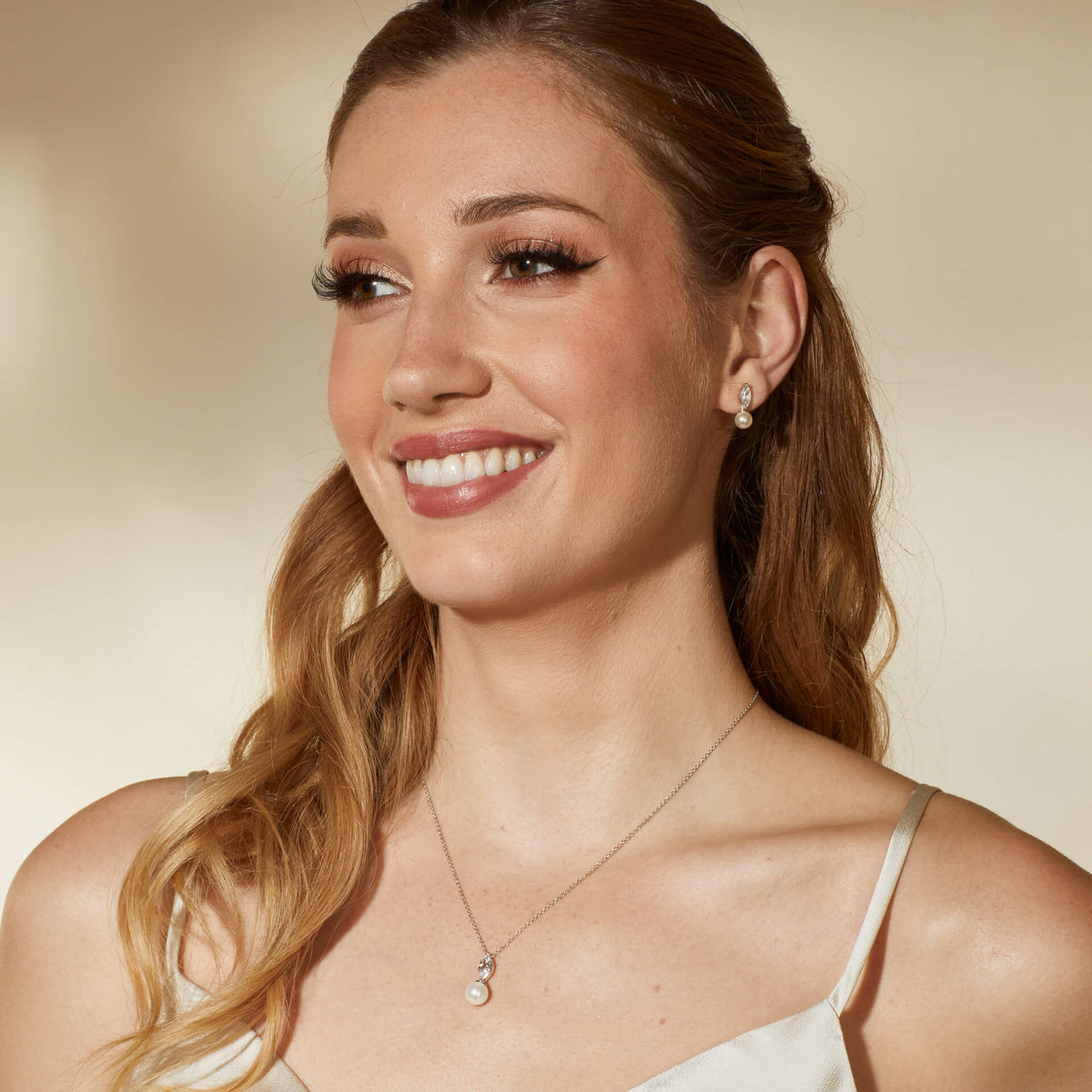Diamonfire Marquise Pearl Drop Stud Earrings