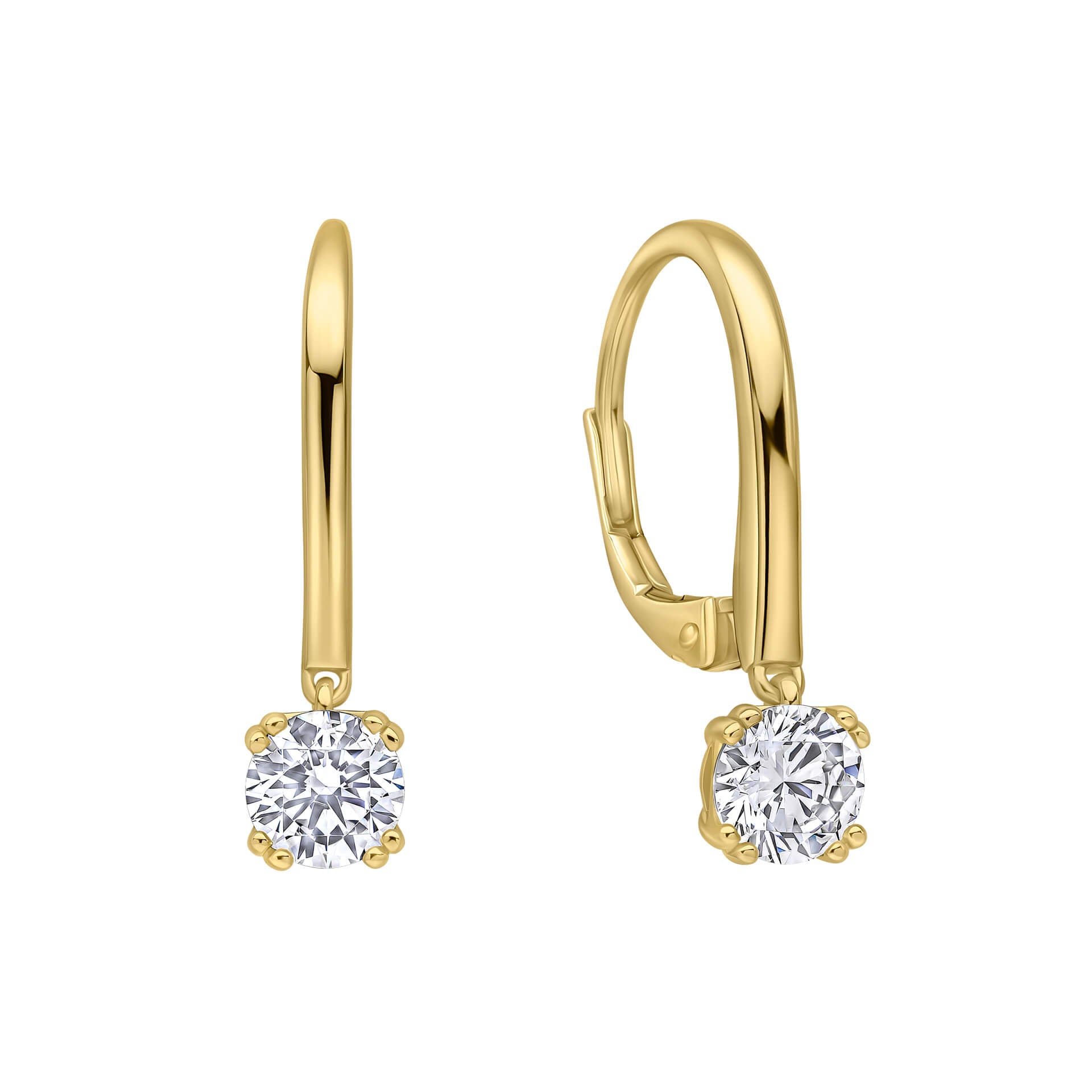 Diamonfire Double Claw Solitaire French Hook Earrings