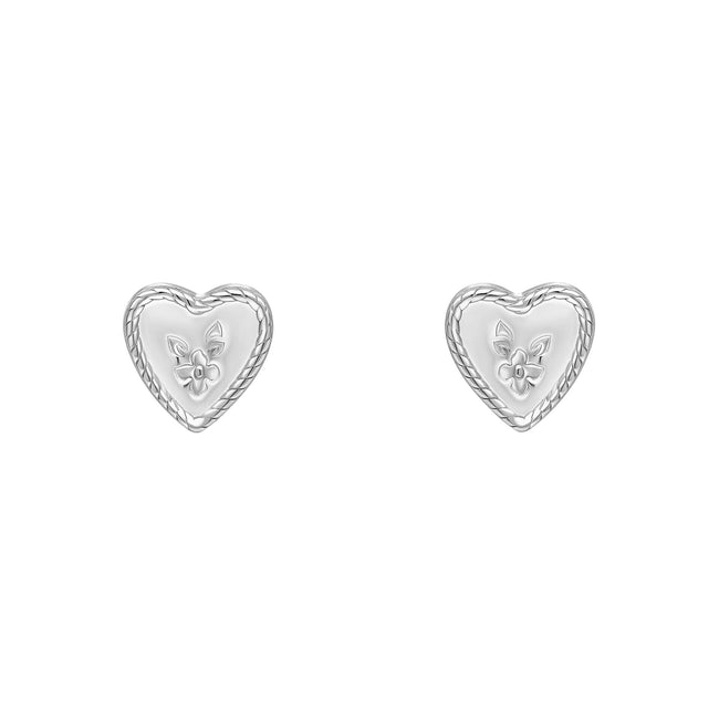 Pendientes de botón vintage Posy de plata de Laura Ashley