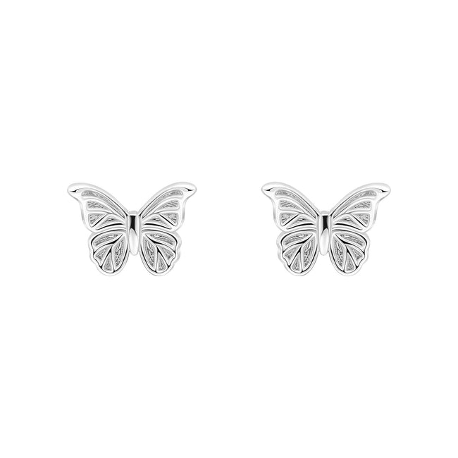 Laura Ashley Silver Butterfly Garden Stud Earrings