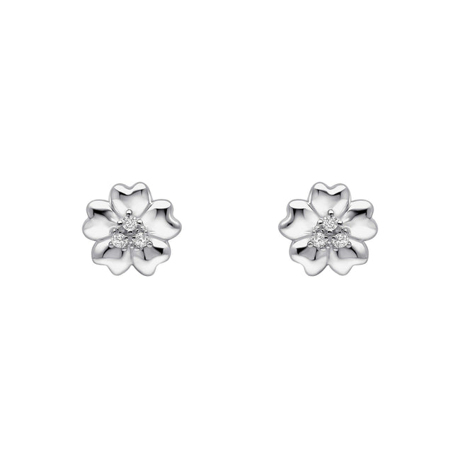 Pendientes con diseño de flor Ditsy Pave Silver Riverly de Laura Ashley