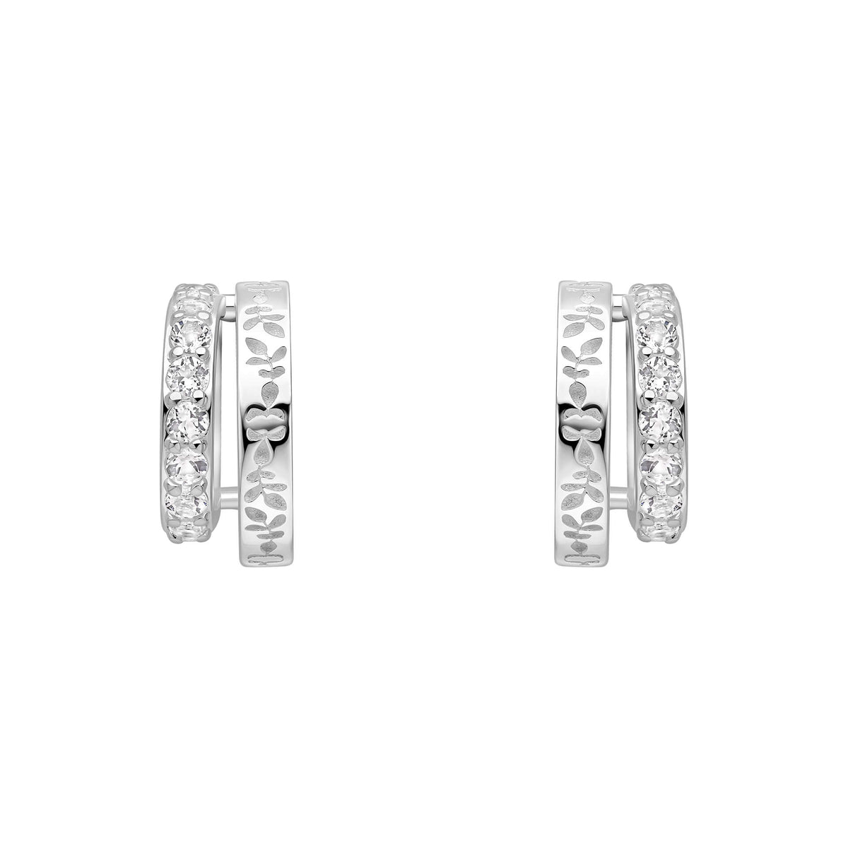 Laura Ashley Silver Foscot Damask White Topaz Hoop Earrings