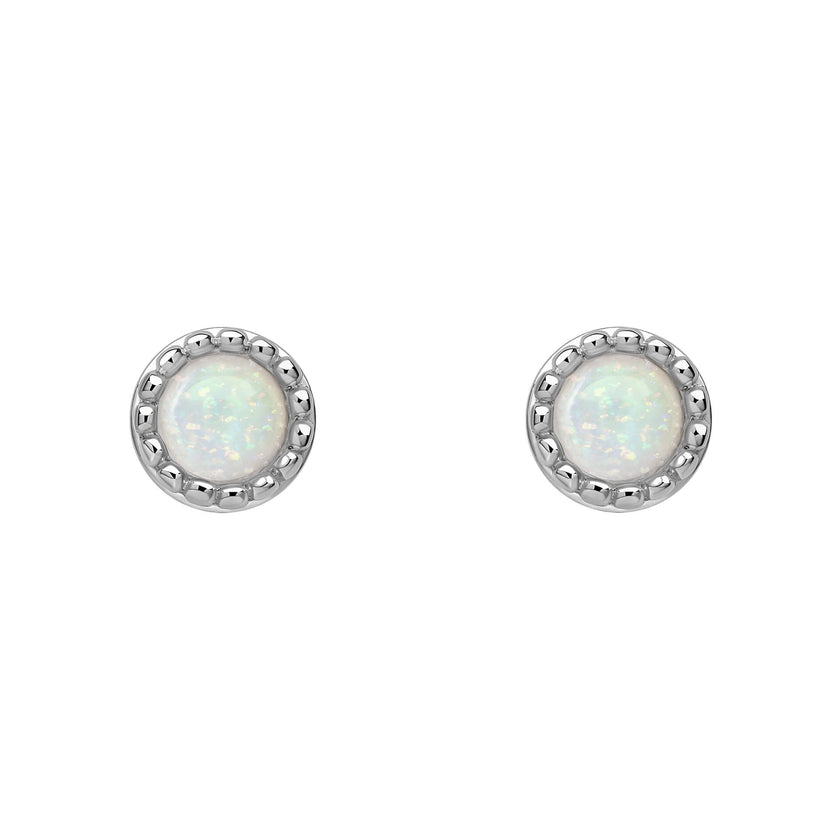 Beginnings Milgrain Semi-Precious Cabochon Birthstone Earrings