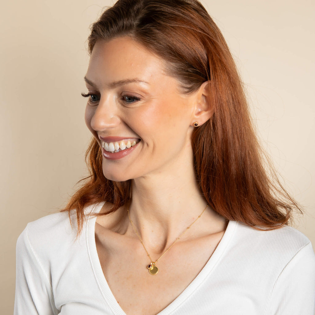 Beginnings Milgrain Semi-Precious Cabochon Birthstone Necklace