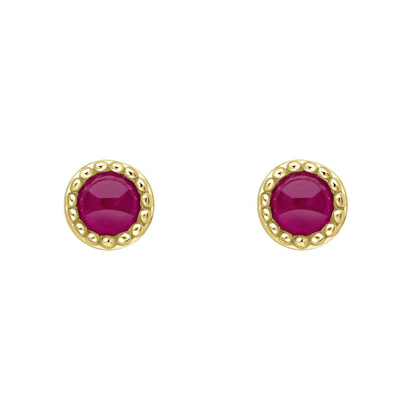 Beginnings Milgrain Semi-Precious Cabochon Birthstone Earrings
