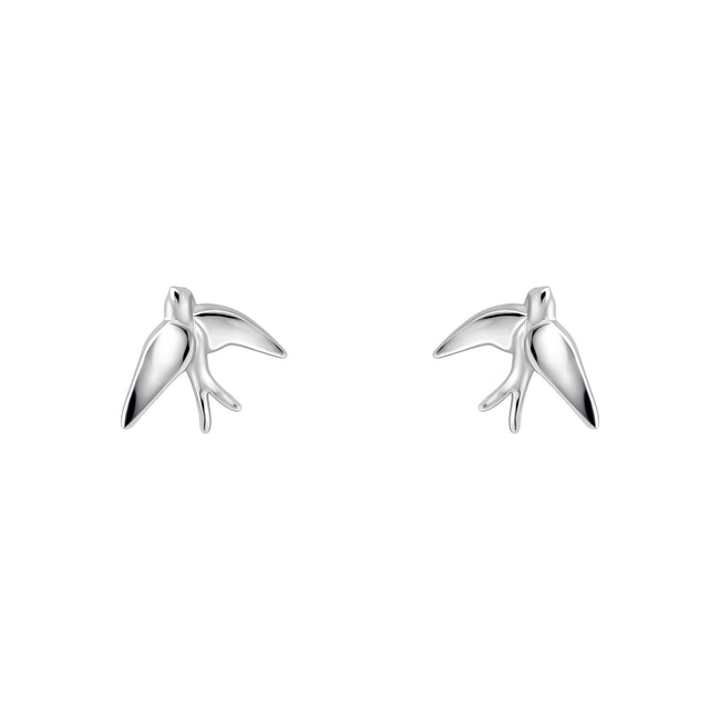 Laura Ashley Silver Blue Birds Stud Earrings