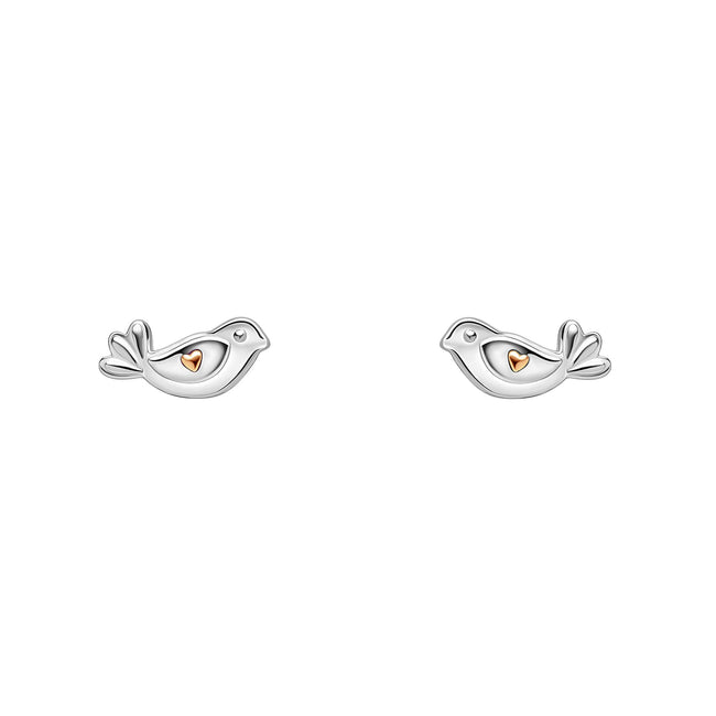 Laura Ashley Silber Rosmere Love Mini Vogel Ohrstecker für Kinder