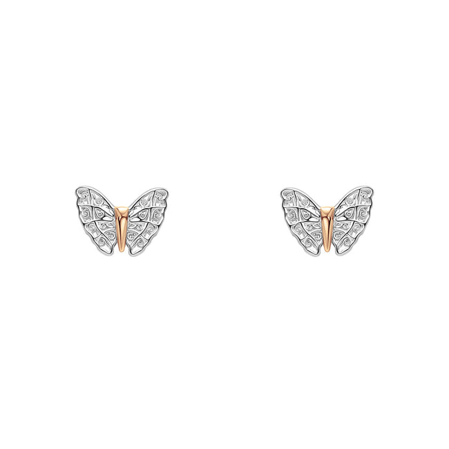 Laura Ashley Silberne Kinder-Ohrstecker Schmetterlingsgarten