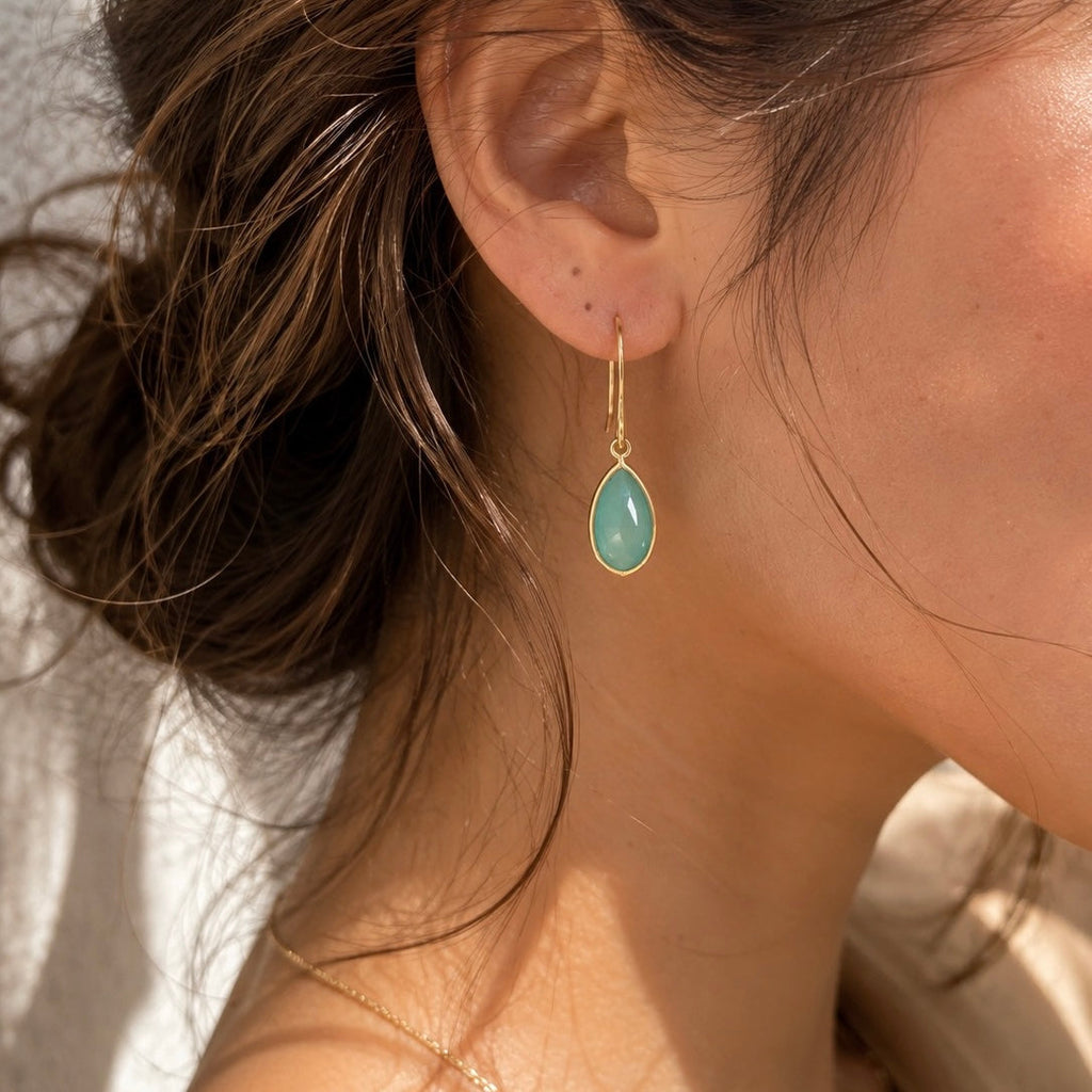 Simi Teardrop Gemstone Earrings: Pariba Onyx