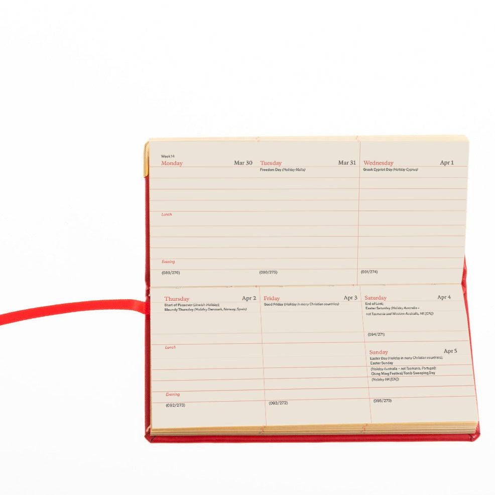 2026 Pocket Diary - Week-to-View Planner - Red