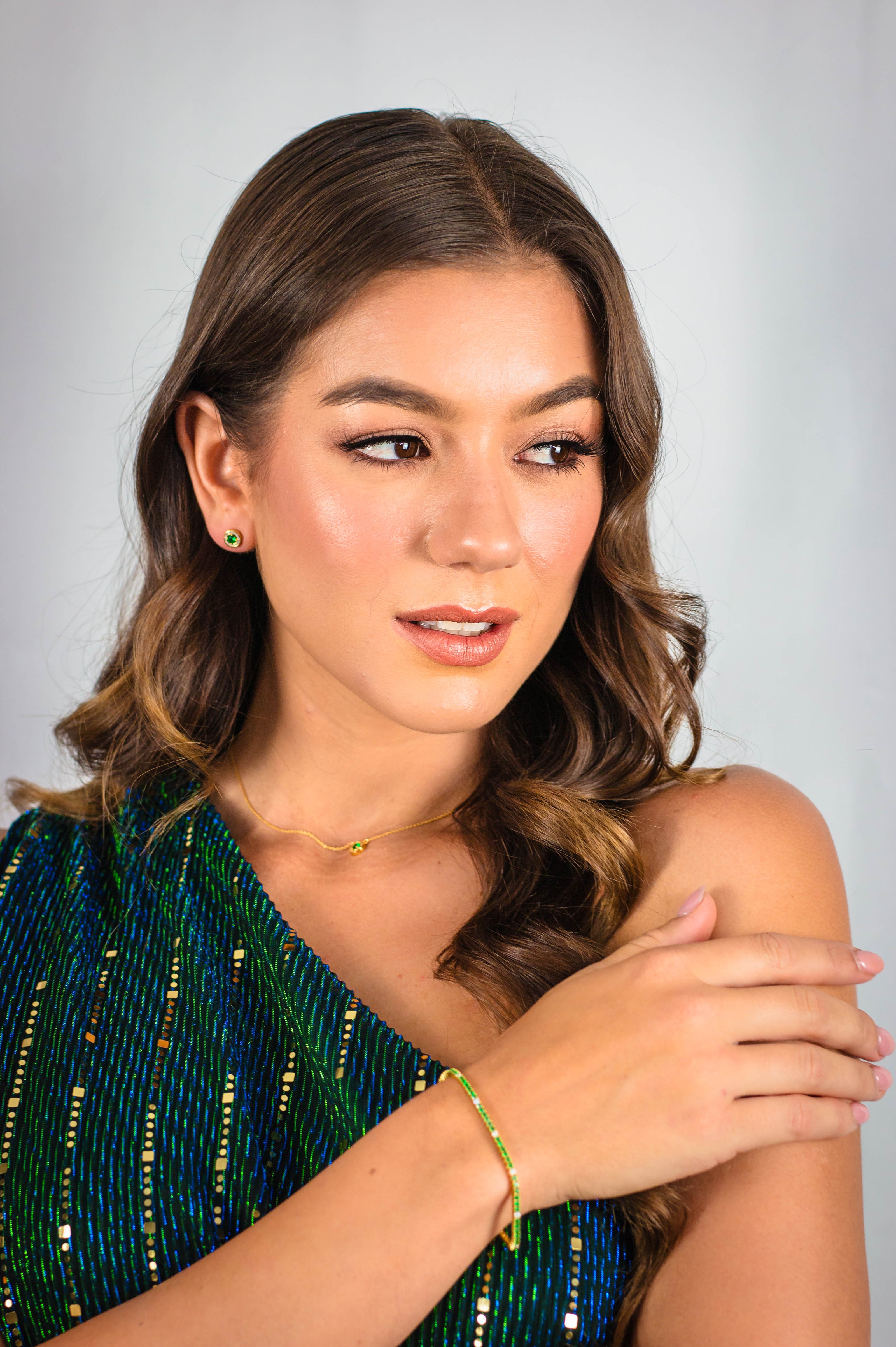 MILESTONE EMERALD HALO EARRINGS IN GOLD