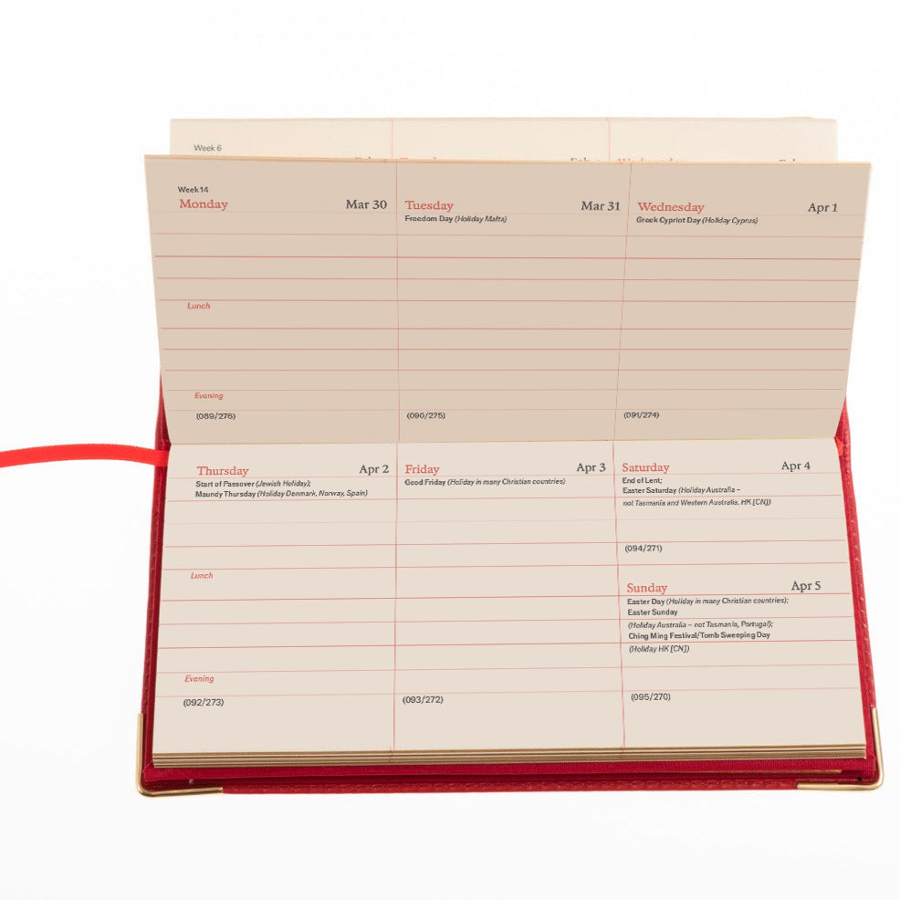 2026 Wallet Diary - Week-to-View Planner -  Red