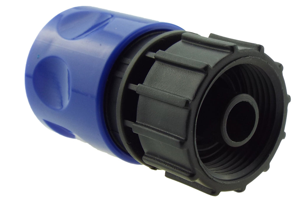 Hose Connector Blue with In-Line BSPM Valve and 4mm Barb Micro Connector