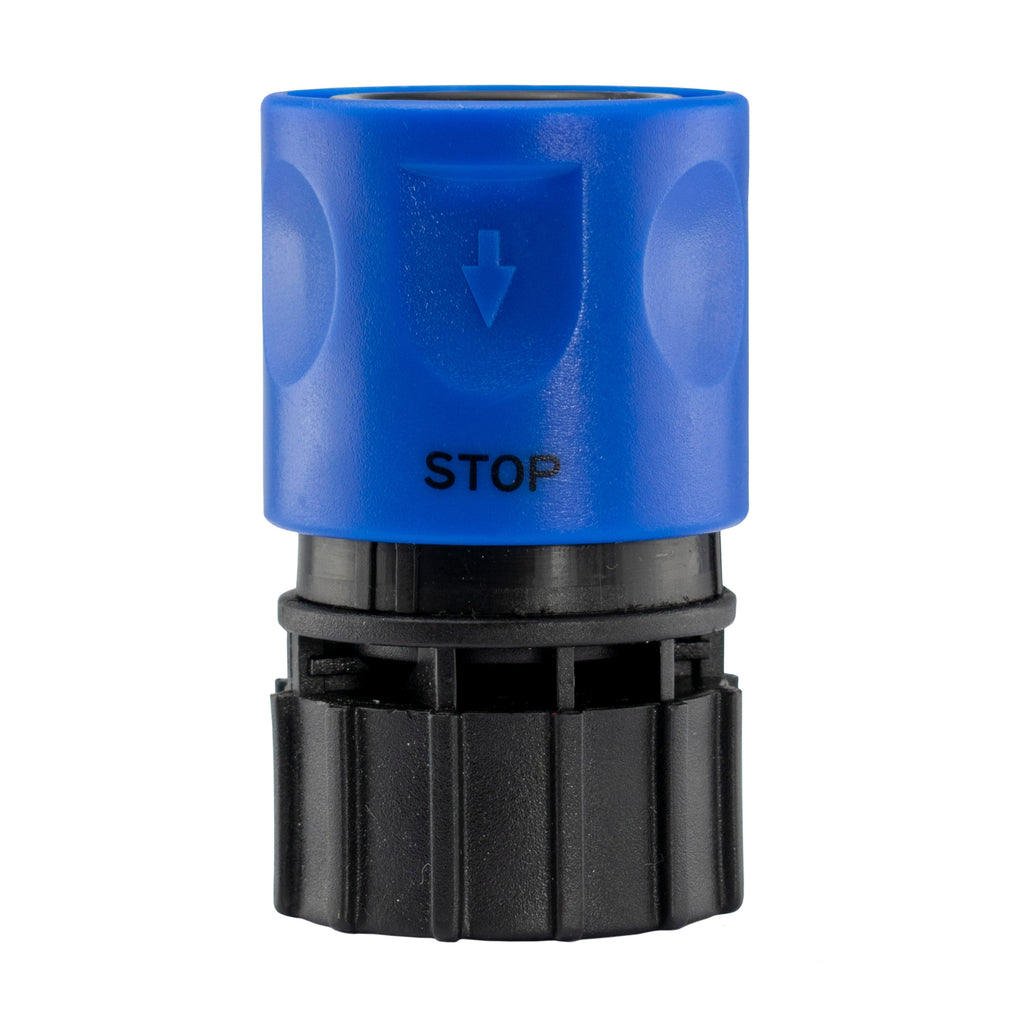 Hose Connector Blue with In-Line BSPM Valve and 13mm Brass Barb