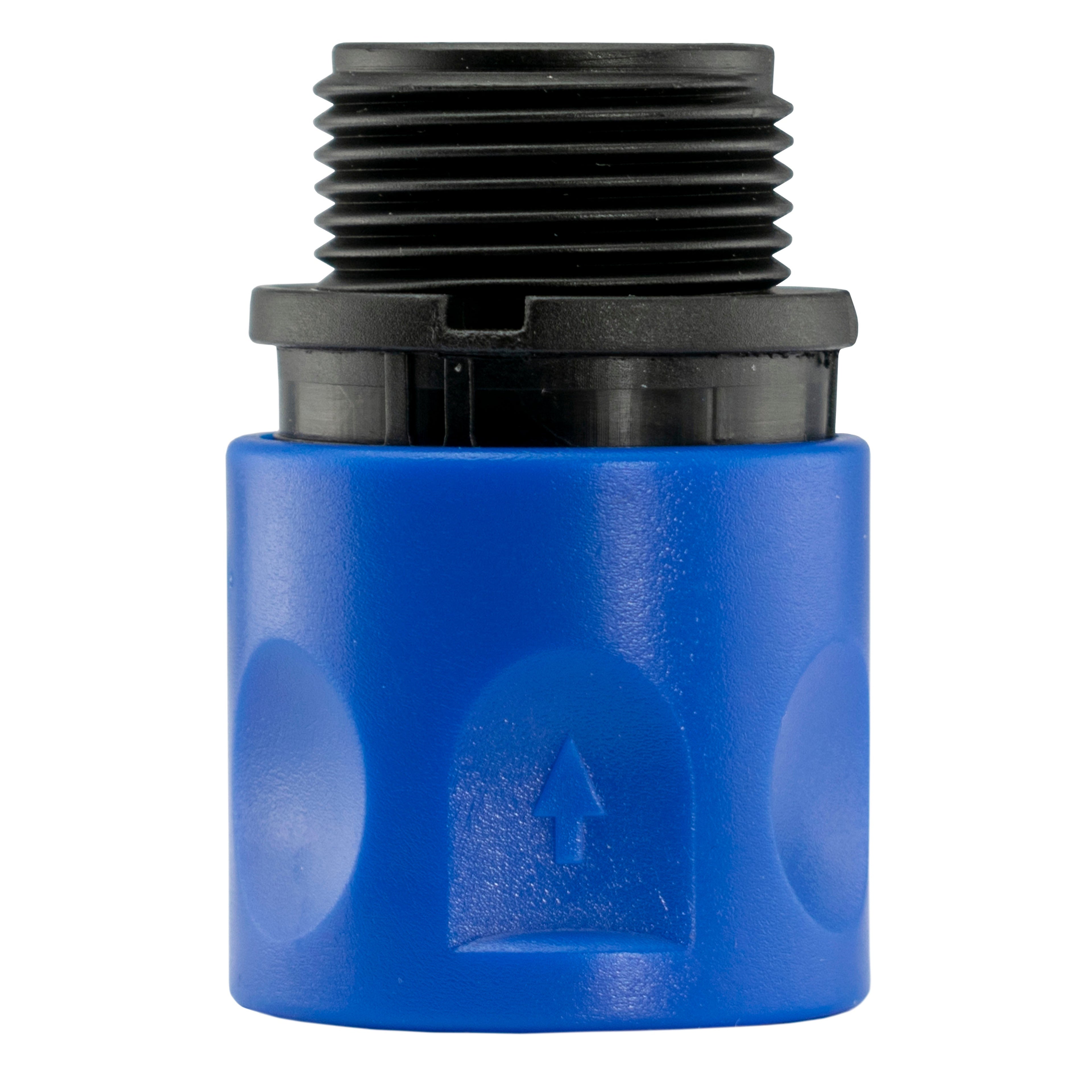 Hose Connector Blue with In-Line BSPF Valve and 19mm Brass Barb