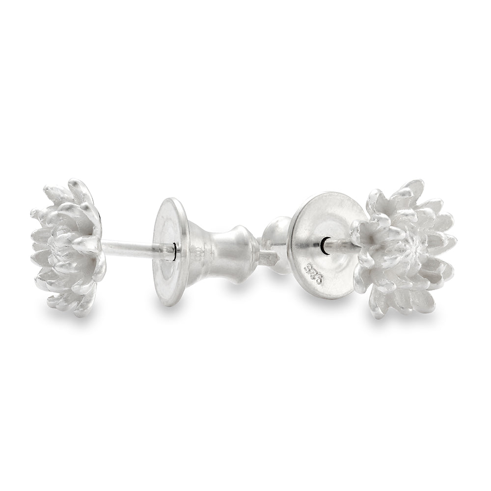 Chrysanthemum Flower Silver Stud Earrings