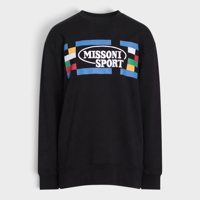 Sudadera con Logotipo Clásico Negro Multicolor