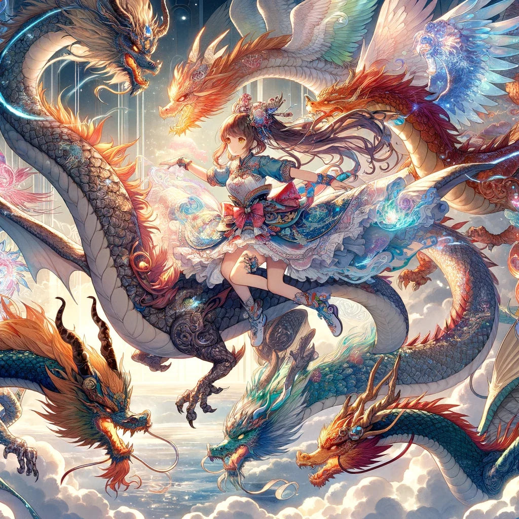 Elemental Dragon Dance Cotton Cushion