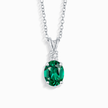 Emerald Pendant Necklace in Sterling Silver