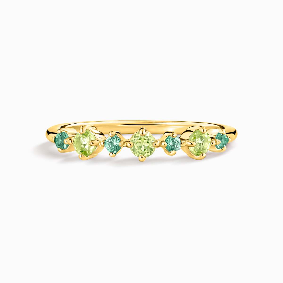 Staple-Ring Smaragd & Peridot aus 18K vergoldetem Sterlingsilber