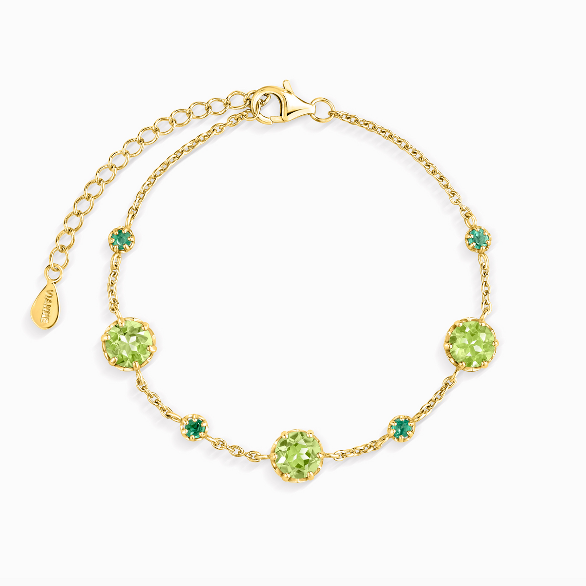 Smaragd- & Peridotarmband aus 18 Karat vergoldetem Silber