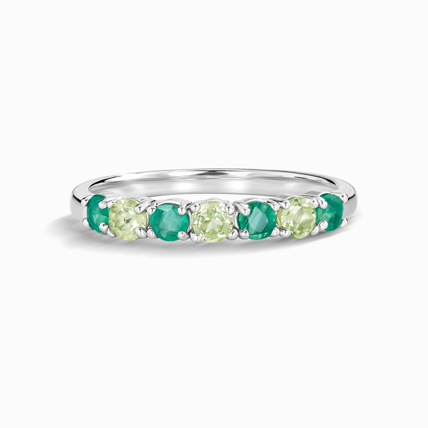 Halb-Eternity-Ring mit Smaragd und Peridot in Sterlingsilber
