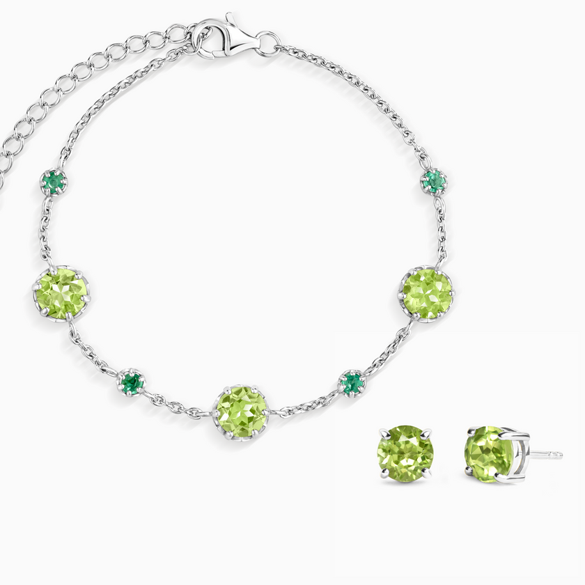 Schmuckset aus Smaragd & Peridot in Sterlingsilber