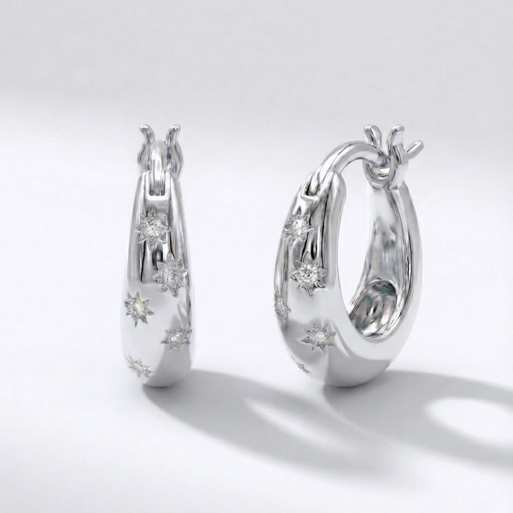 Pendientes de aro Esti Star | Plata