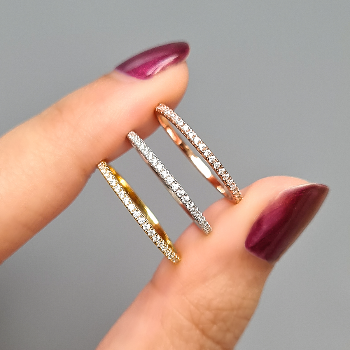 Dünner, durchgehender Memoire-Ring (1,2 mm) in Roségold