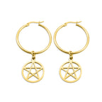 Gold Pentacle Hoop Earrings