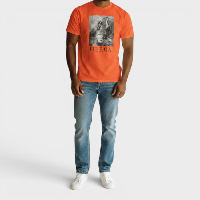 Heron Logo T-Shirt Orange Schwarz