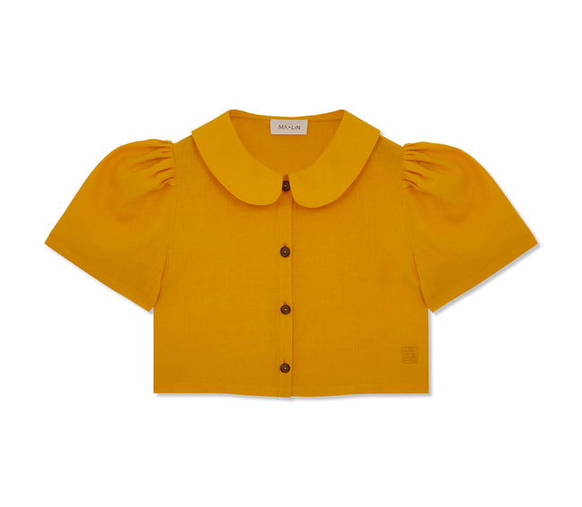 Frances Linen Cropped Blouse  - Marigold