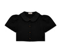 Frances Linen Cropped Blouse  - Black