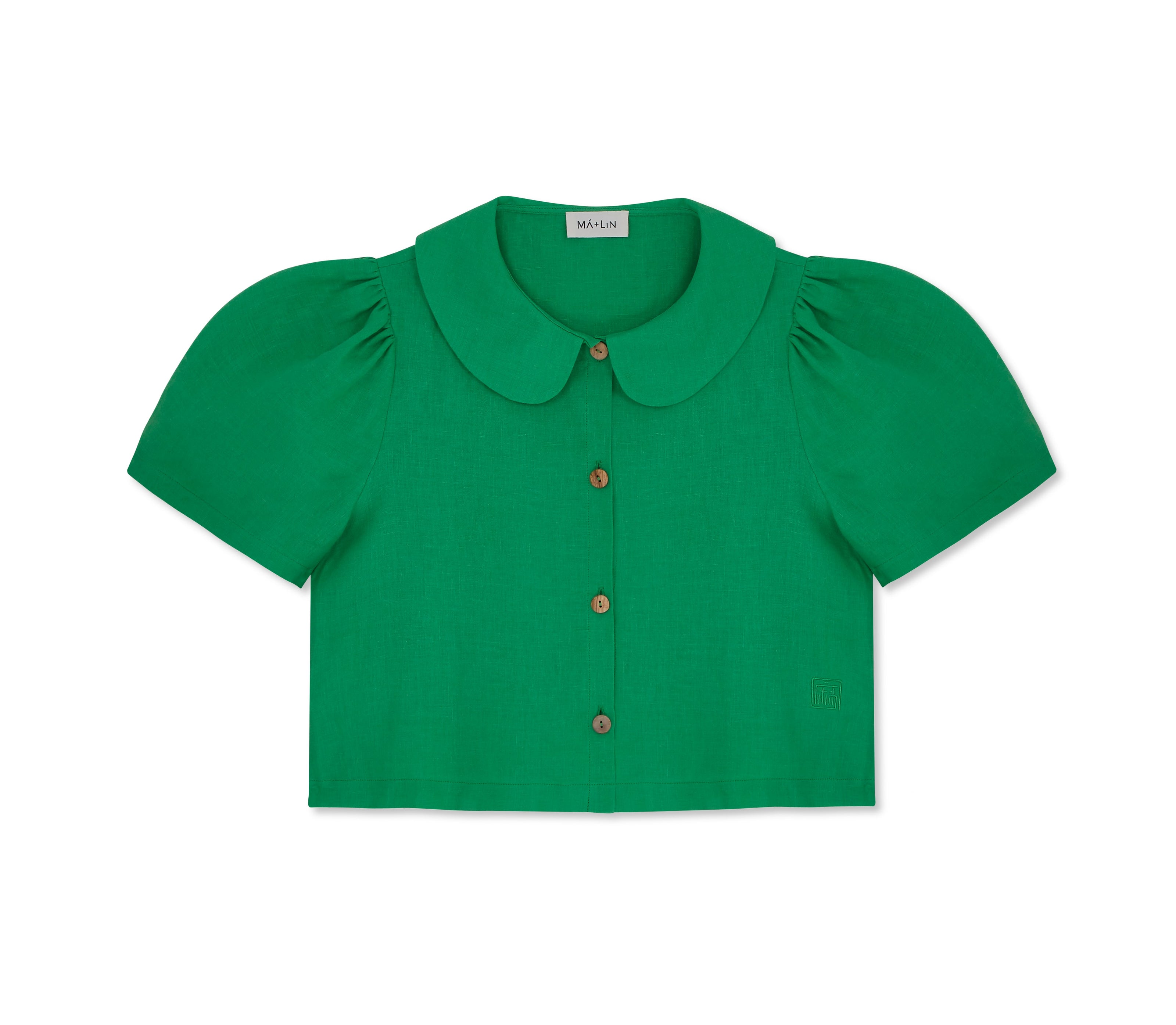 Frances Linen Cropped Blouse  - Jade - size M on pre-order for the end of September delivery