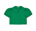 Frances Linen Cropped Blouse  - Jade - size M on pre-order for the end of September delivery