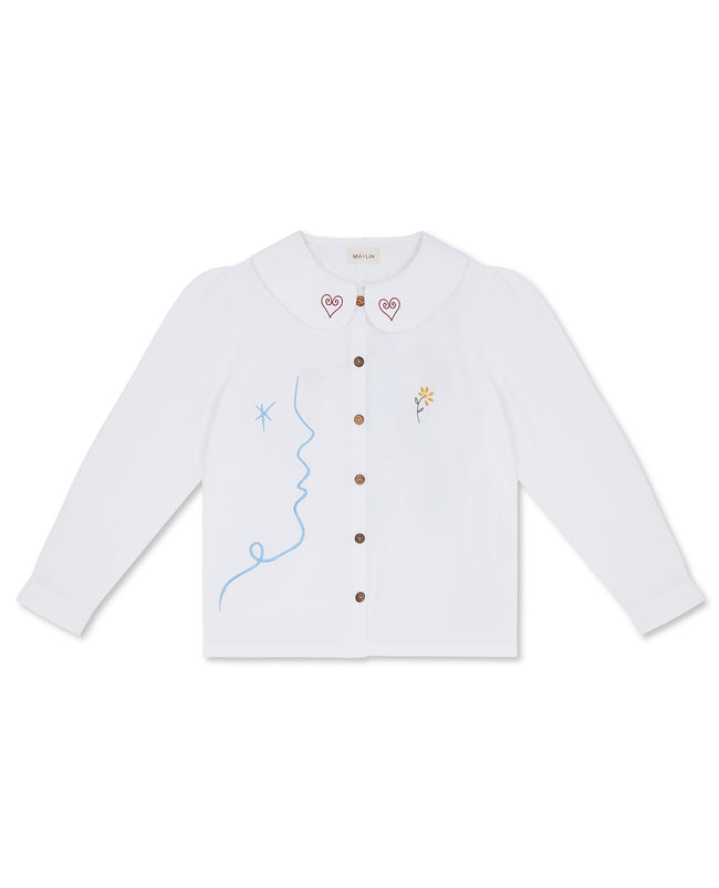 OLALA Embroidered Claudine Linen Blouse - White  x Laetitia Rouget - size M on pre-order for end of September delivery