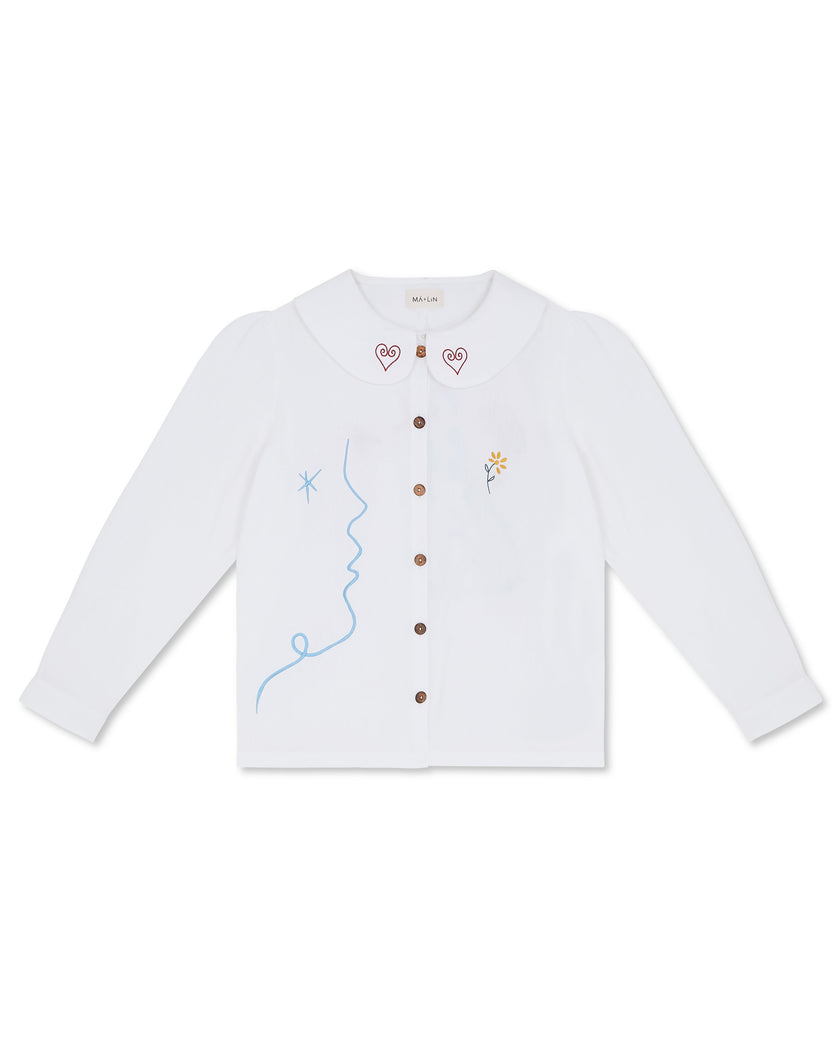 OLALA Embroidered Claudine Linen Blouse - White  x Laetitia Rouget - size M on pre-order for the end of September delivery