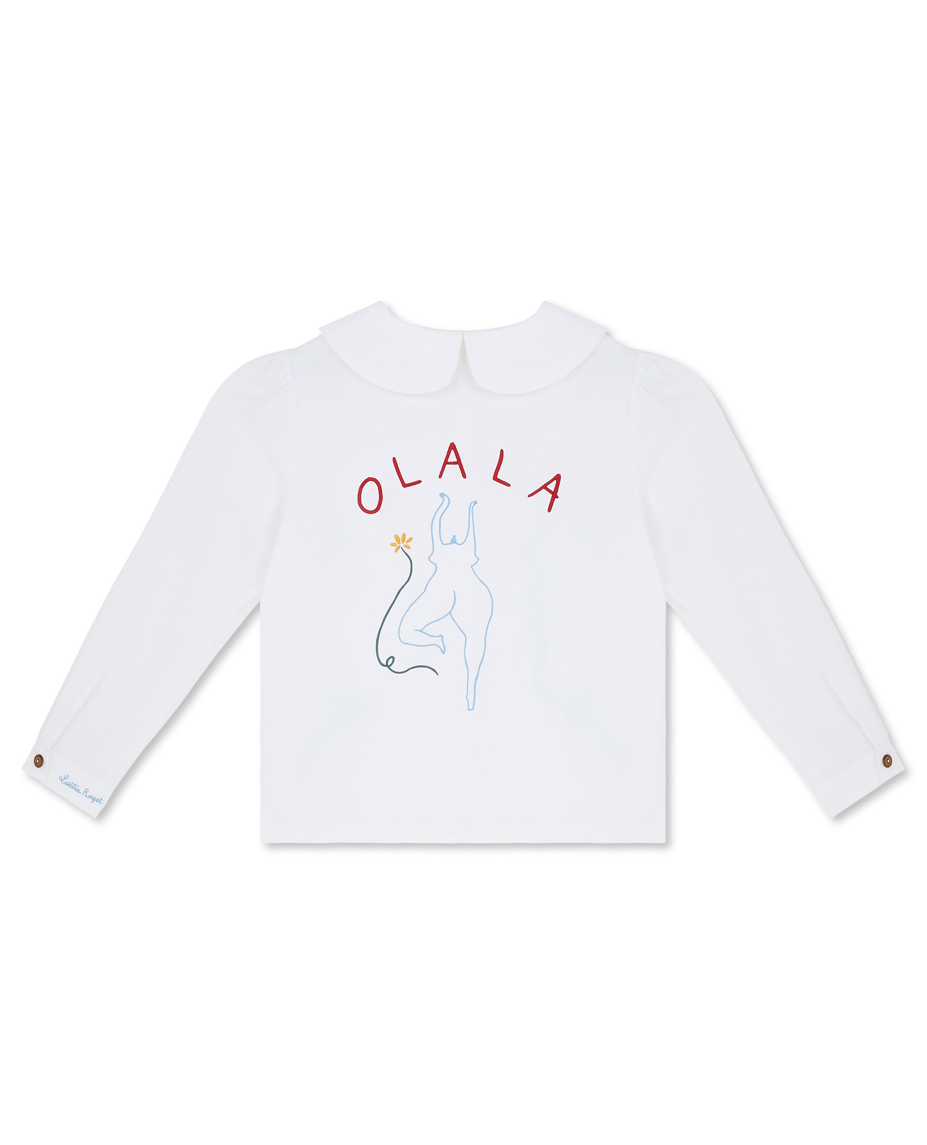 OLALA Embroidered Claudine Linen Blouse - White  x Laetitia Rouget - size M on pre-order for the end of September delivery