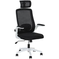 HOMCOM Executive Office Chair, Ergonomic Mesh High Back Desk Chair with Flip-up Armrest, Adjustable Lumbar Support, Rotatable Headrest, Black